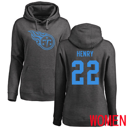 Tennessee Titans Ash Women Derrick Henry One Color NFL Football 22 Pullover Hoodie Sweatshirts